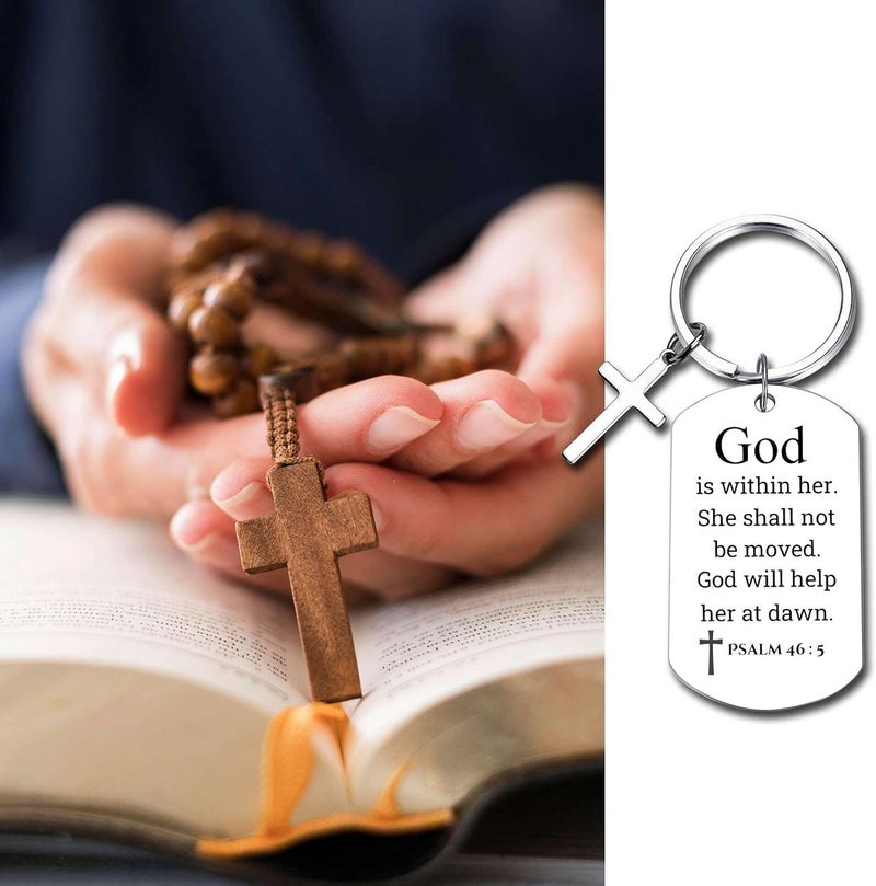 GiftYou Inspirational Scripture Metal Key Chains with Cross Pendant - Bible Verse Keychain Religious Gift for Christian - Image 5